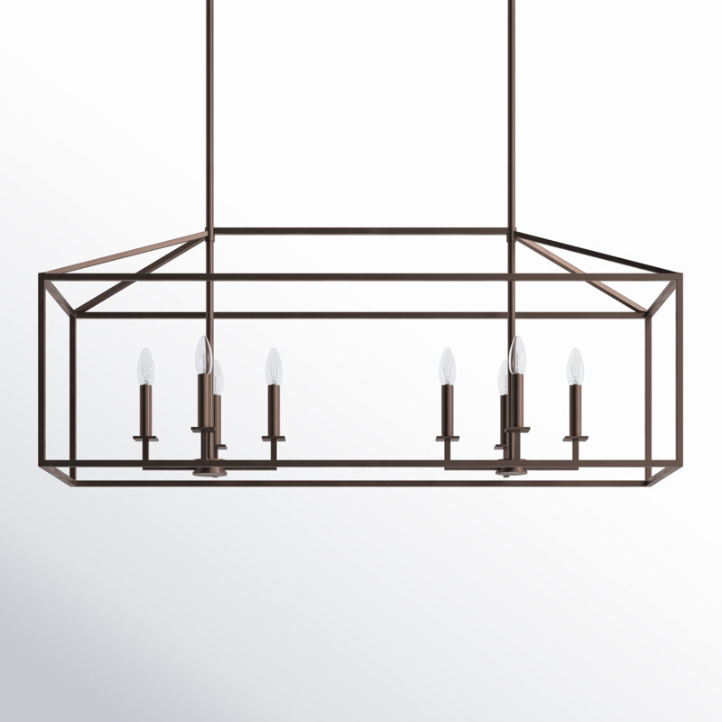Ellis 8 - Light Dimmable Kitchen Island Square / Rectangle Chandelier, No, Bronze