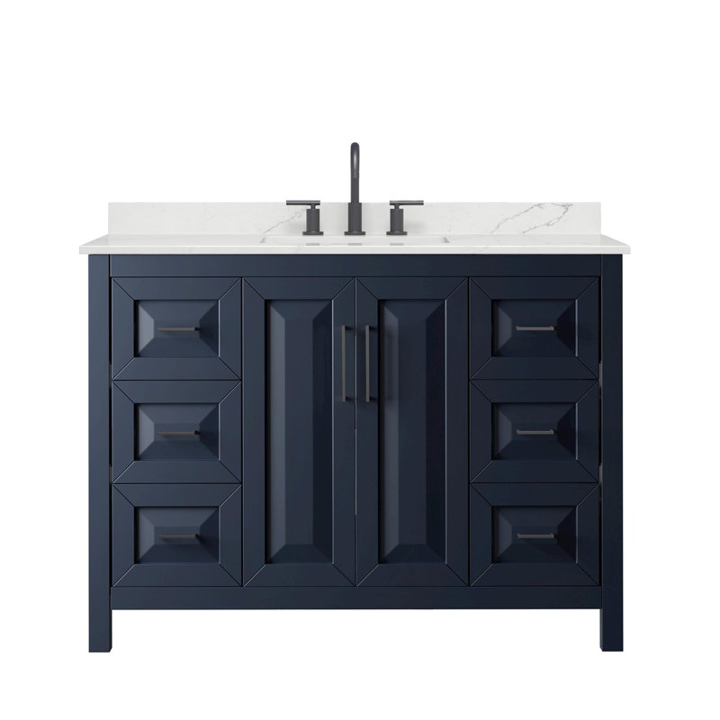 Daria 48'' W Vanity, Matte Black, Blue, White Quartz