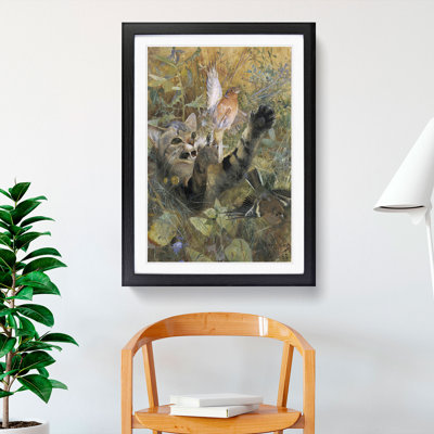 A Cat and a Chaffinch Bird by Bruno Liljefors - Picture Frame Painting