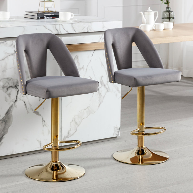 Aryton Swivel Upholstered Adjustable Height Counter Stool with Metal Frame