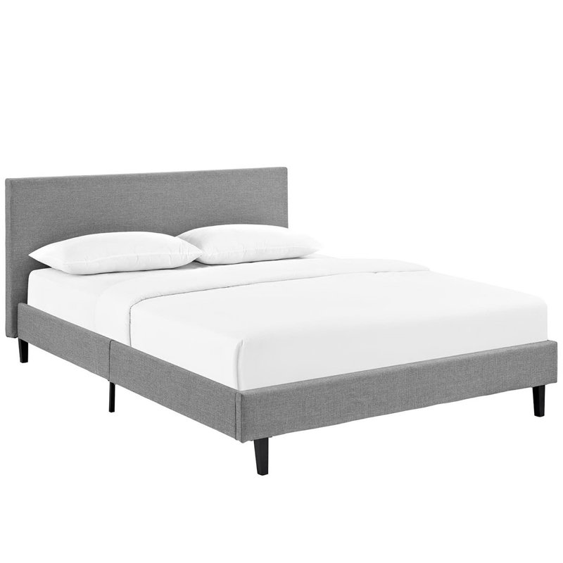 Modway Bed Frame, Light Gray, Queen