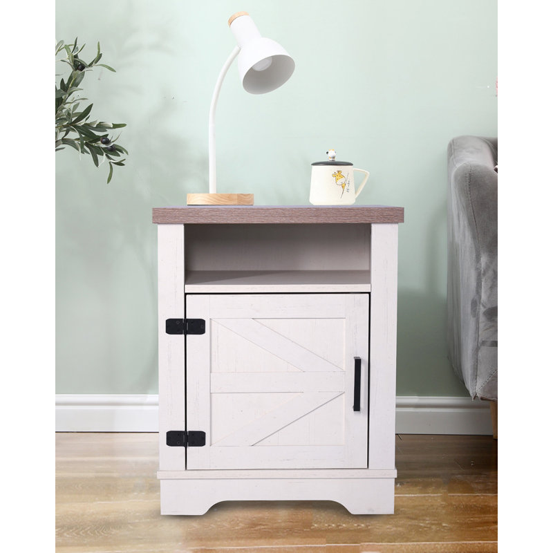 Table de chevet Farmhouse, table d'appoint avec porte de grange, rangement