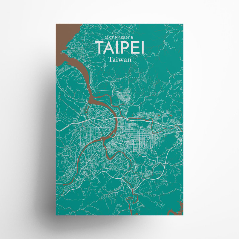Taipei City Map In Nature - No Frame Print, 36cm H x 24cm W x 0.05cm D