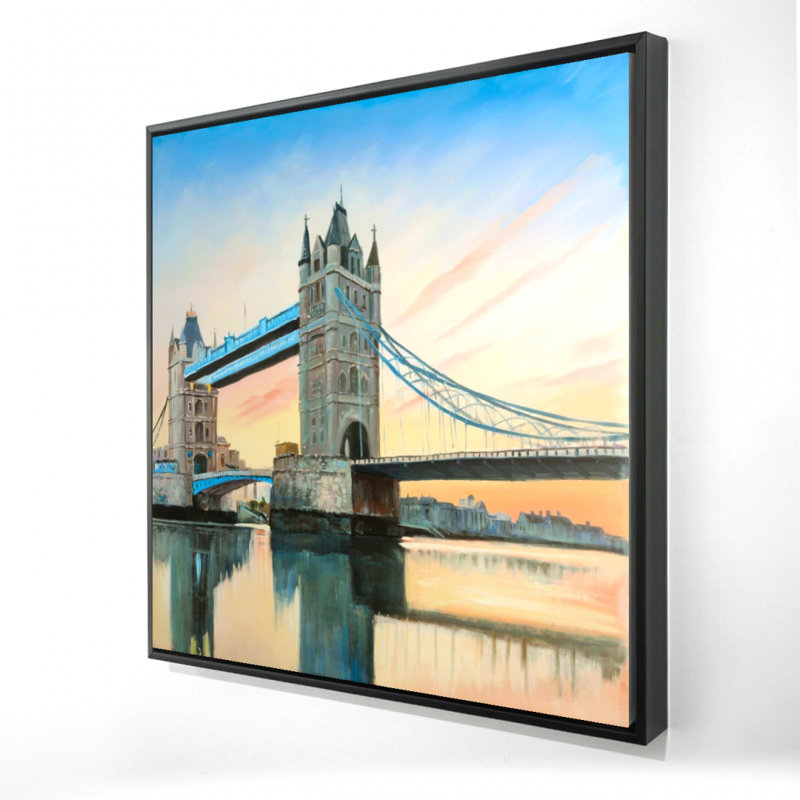Coucher de soleil sur le pont de Londres - Art contemporain encadré