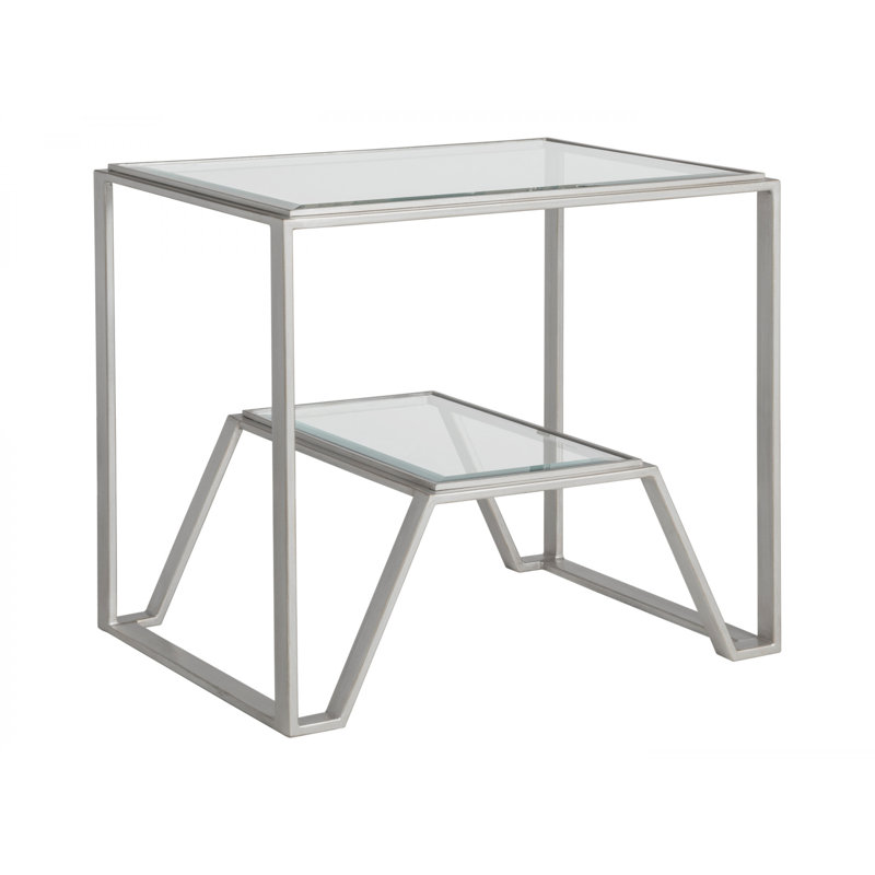 Metal Designs Byron Rectangular End Table, Argento