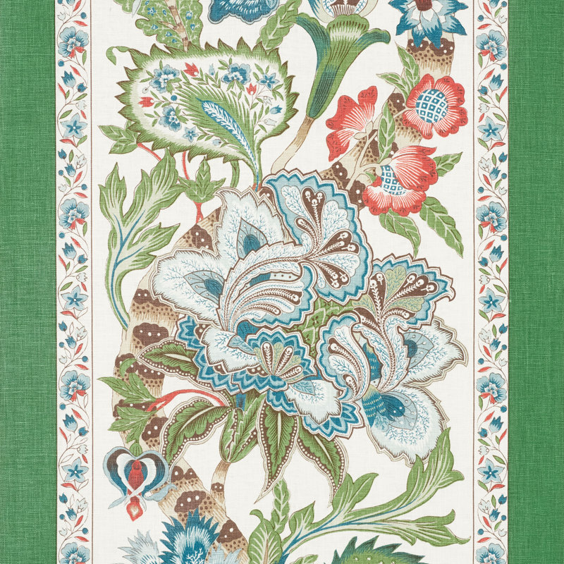 Schumacher x Timothy Corrigan Anjou Stripe Fabric, Emerald