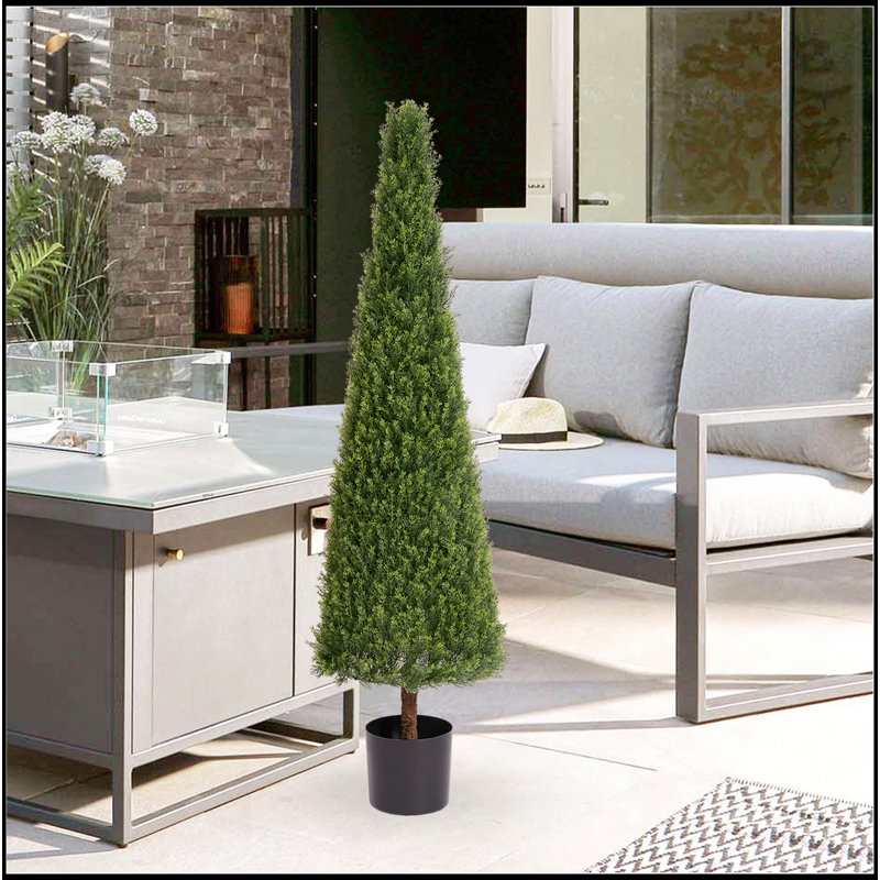 Arbre topiaire artificiel en bois de buis artificiel en pot décorations d'arbres pour le salon extérieur 150 cm 1 pièce / ensemble