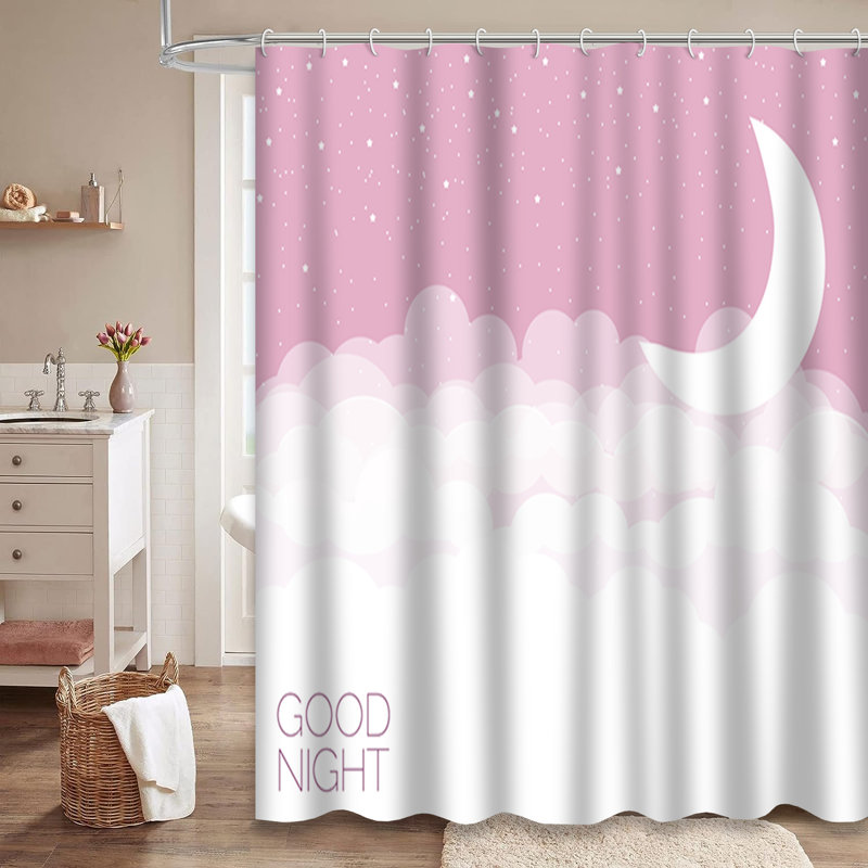 Rideau de douche avec 12 crochets Night Sky Good Sweet Pink Dreams, L 72 po x l 84 po