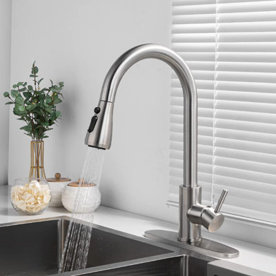 Robinet de cuisine rétractable à poignée simple avec accessoires
