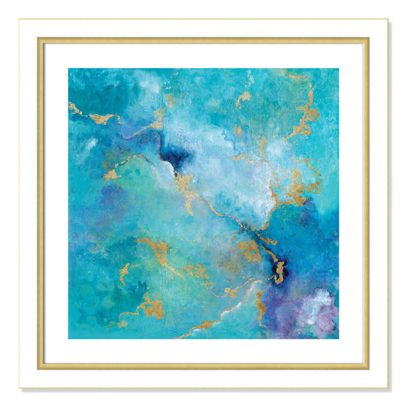 Golden Edge I - peinture encadrée, Cadre blanc et or, H 29,75 po x l 29,75 po x P 1,13 po