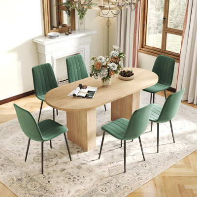 Mid Century Wooden Oval Pedestal Dining Table Sets