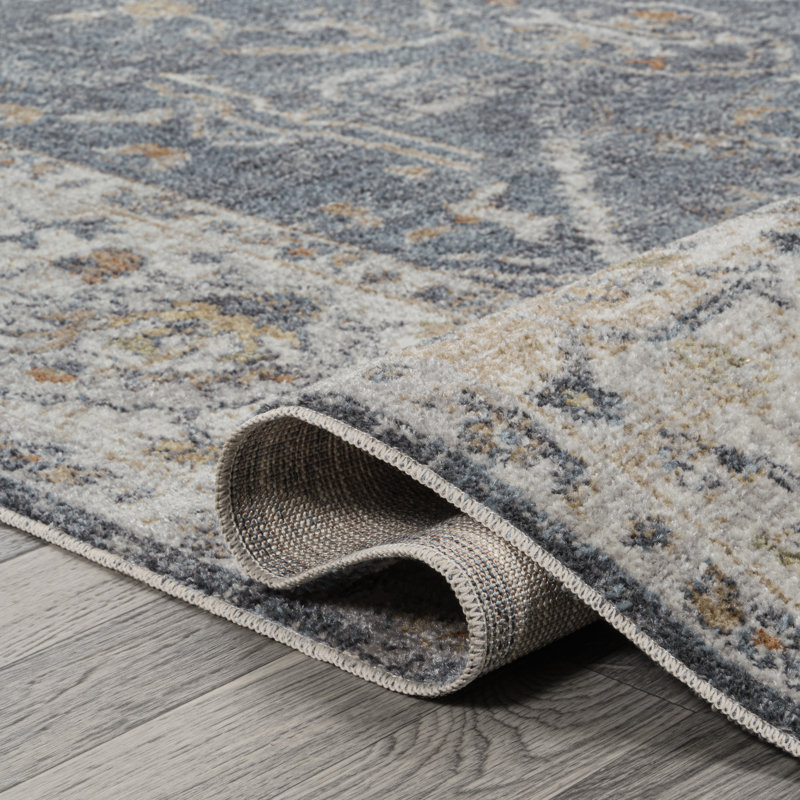 Tapis gris foncé / crème Brandy Rustic Border, Rectangle 2 pi 11 po x 5 pi