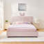 Kids Boucle Fabric Bed with Oversized Rabbit Ear Headboard, LED Lighting & 4 Storage Drawers-91399875