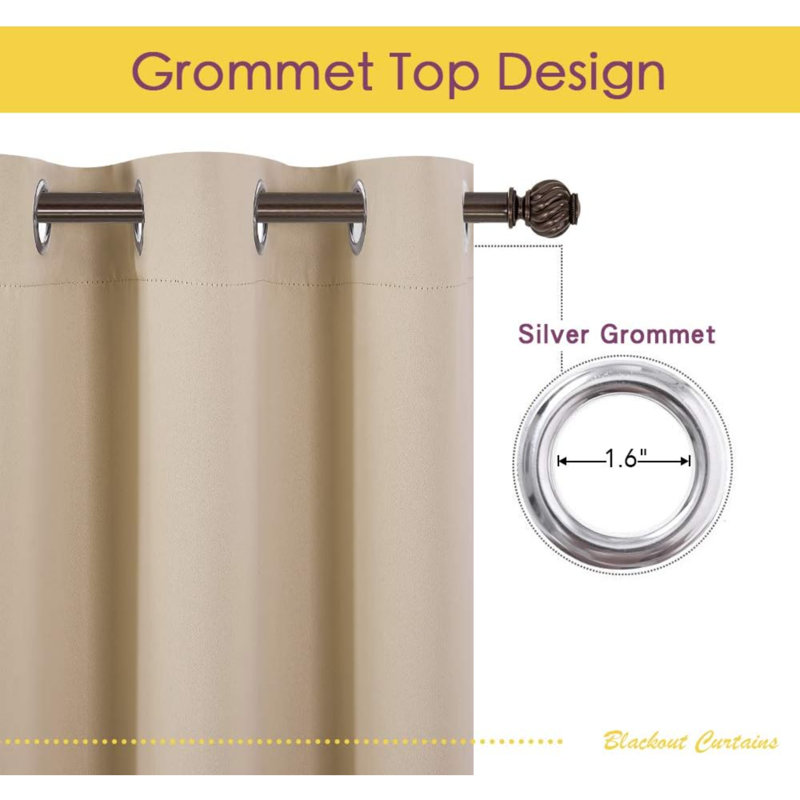 Blackout Curtain Pair, 42" W x 45" L, Biscotti Beige