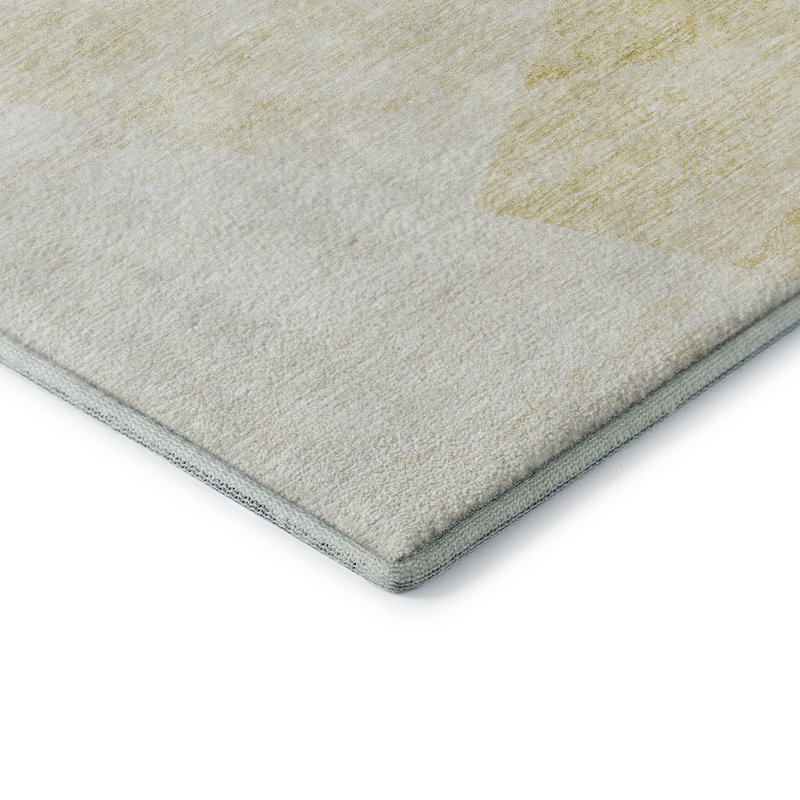 Premium Machine Washable Prisco Gold Rug, Rectangle 5' x 7'6"