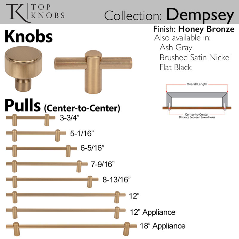 Dempsey 12" Center To Center Bar Pull, Honey Bronze, 5 1/16" Center To Center