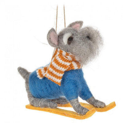Winter Schnauzer Ornament On Sled