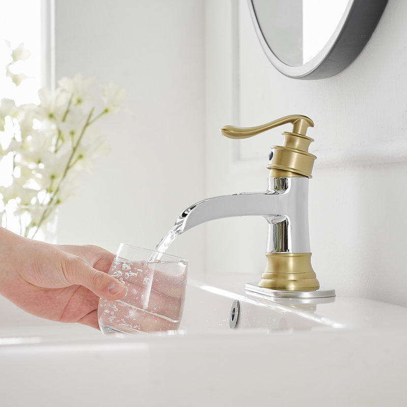 SoftStream Waterfall Chrome Gold Single Hole, Single Handle With Drain Assembly & Deck Plate