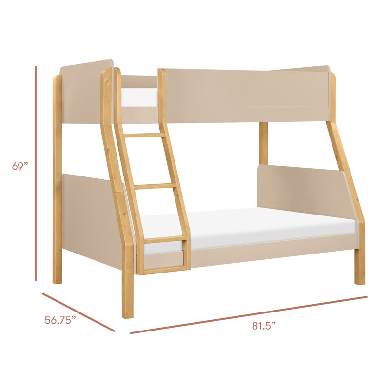 TipToe Twin-Over-Full Bunk Bed, Taupe/Honey