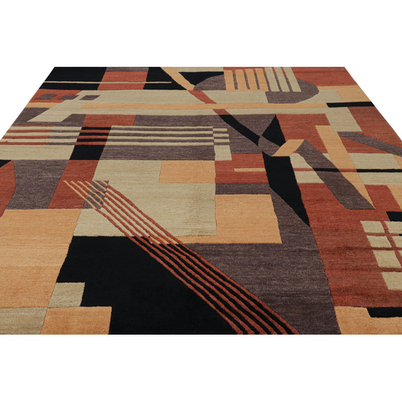 Rug & Kilim’S Art Deco Style Rug In Brown And Black With Geometric Patterns