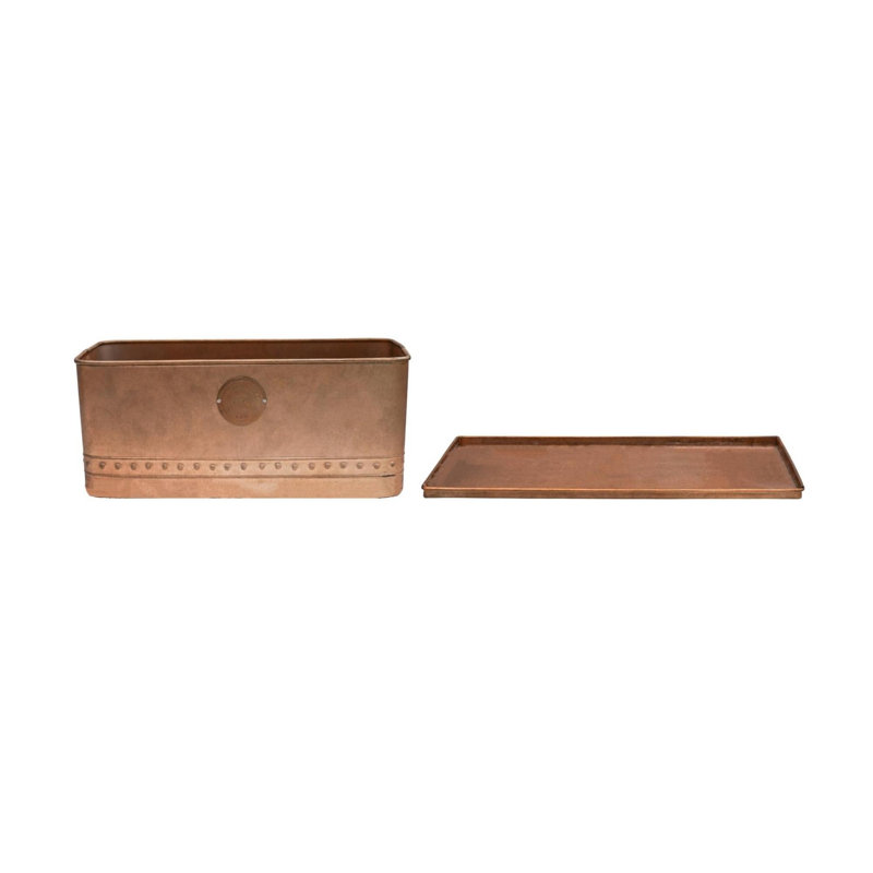 Kew Regency Outdoor Planter, 17 cm H x 43 cm W x 19 cm D, Aged Copper