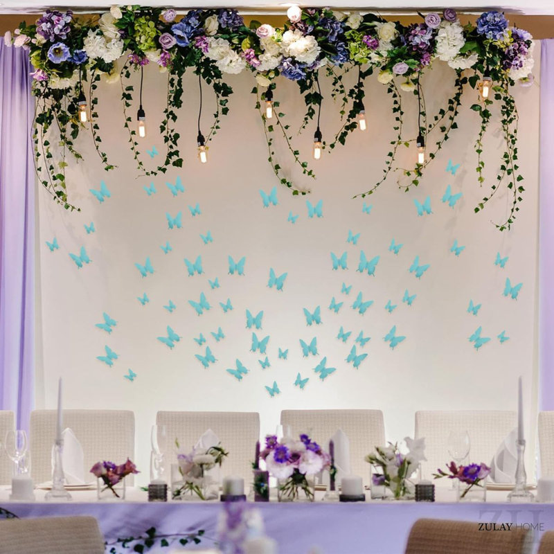Zulay Home 3D Butterfly Wall Decor - 24pcs Butterfly Decor with 3 Different Sizes, Light Blue