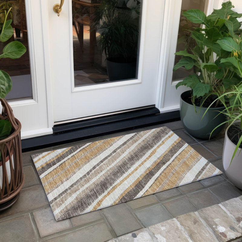 Machine Washable Indoor/Outdoor Jenning ACN2282 Stripes Rug, Rectangle 1'8" x 2'6"