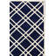 Tapis bleu foncé / ivoire en laine touffeté à la main à motif géométrique Sanyiah-19273407
