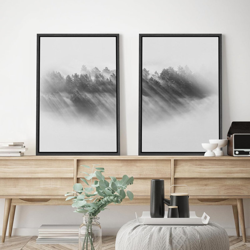 Art moderne moderne abstrait abstrait géométrique noir et blanc, Cadre noir, H 24 po x l 16 po