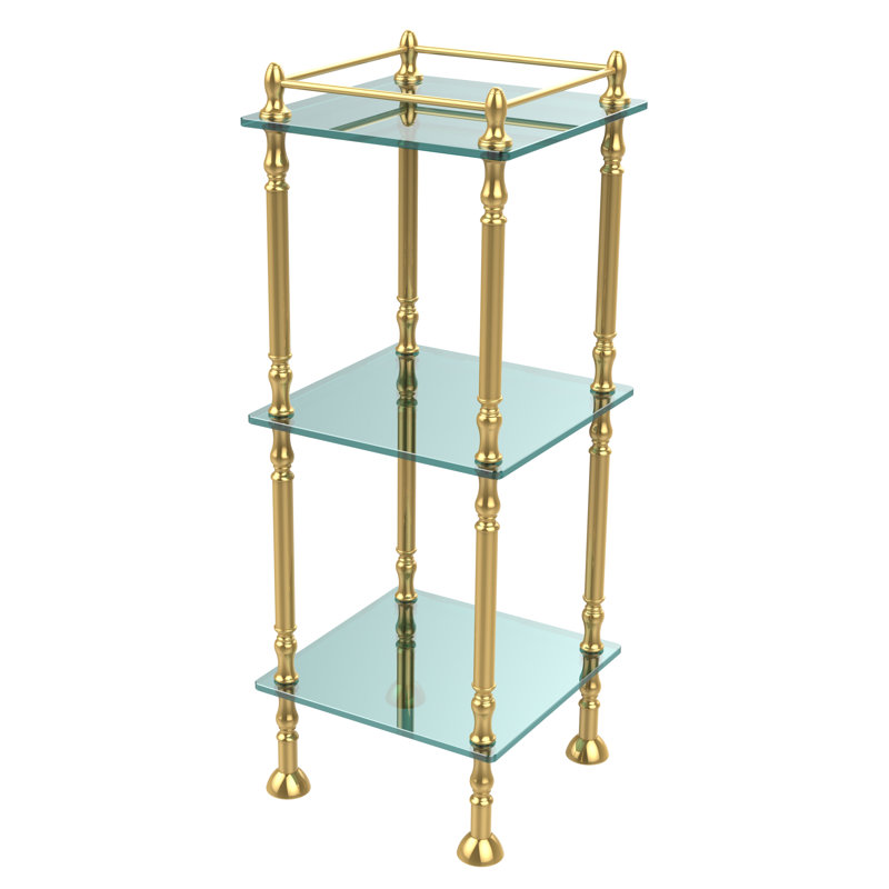 Metal Bathroom Shelves, Unlacquered Brass