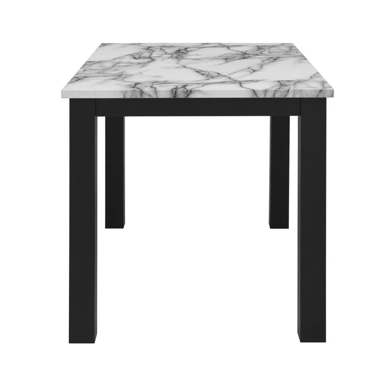 Table de salle à manger Sarang blanche et noire et (4) chaises grises