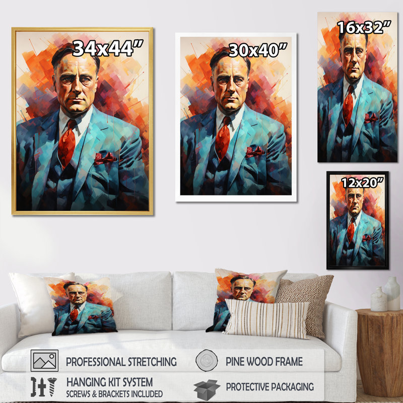 President Franklin D. Roosevelt " President Franklin D. Roosevelt ", Black Picture Frame, 20" H x 12" W x 1" D
