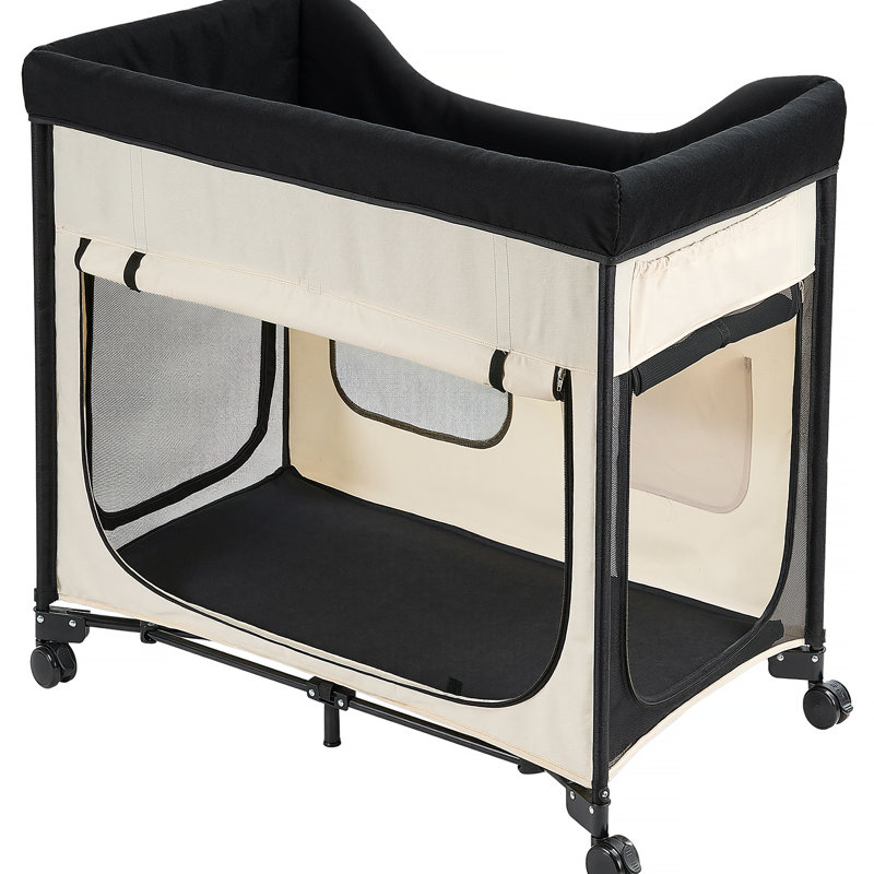 Lit superposé pliable pour chien avec roulettes et sacs latéraux L