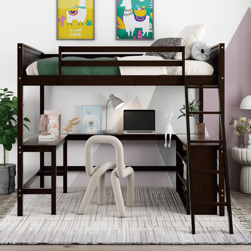 Giselly Kids Full Loft Bed, Espresso