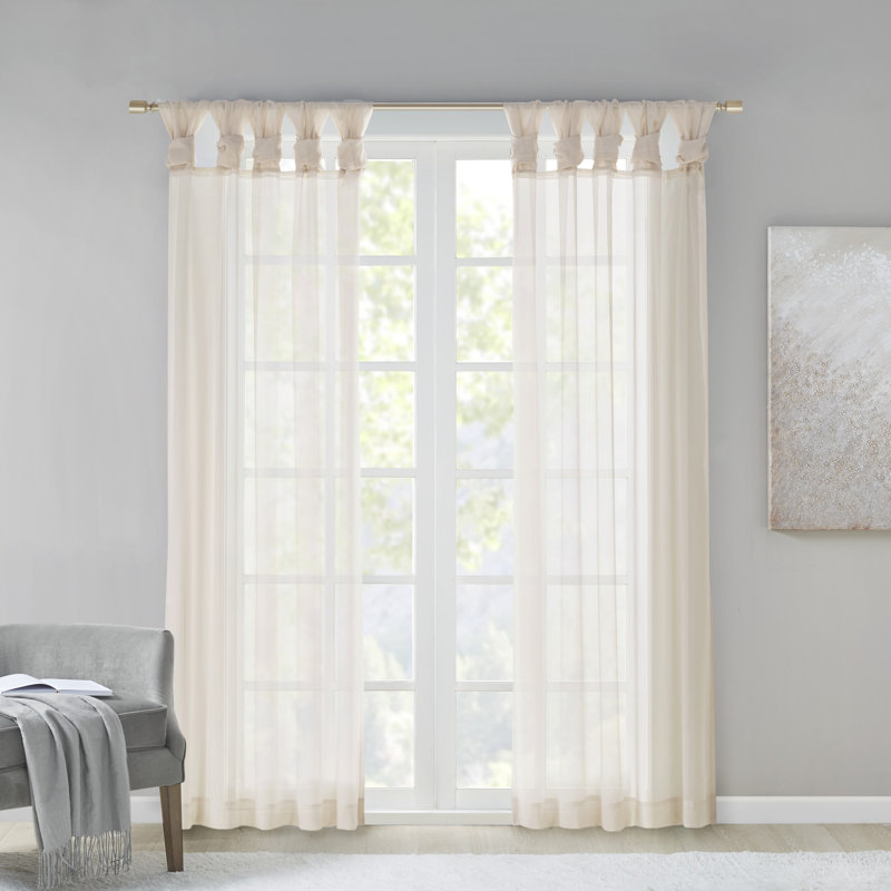 Paire de rideaux transparents Baisden Lester , Ivoire, L 50 po x L 95 po