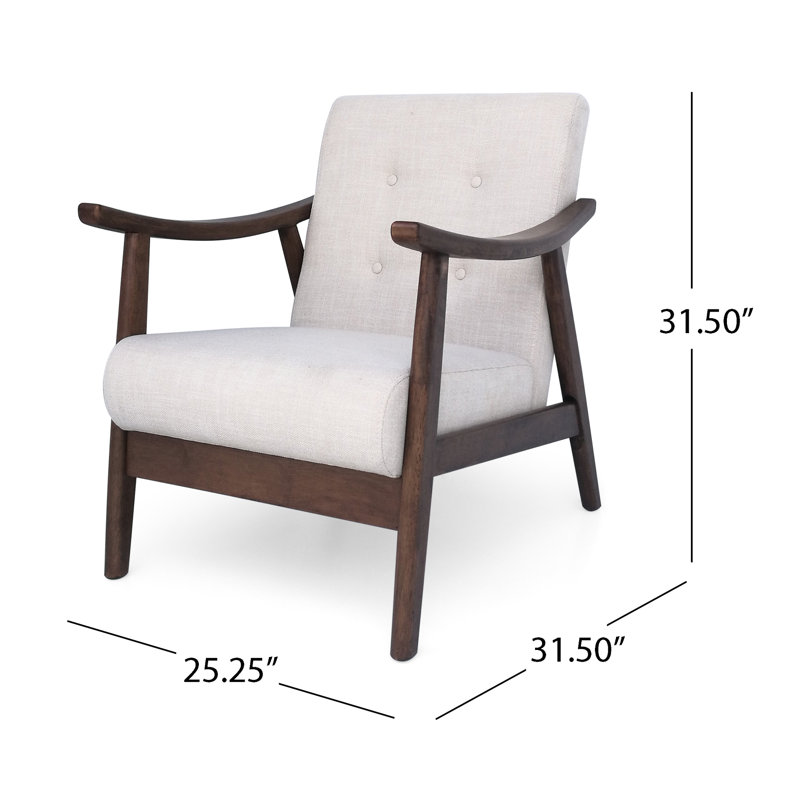 Chaise de style Mid-Century moderne avec revêtement beige et structure d'appoint brun, Beige
