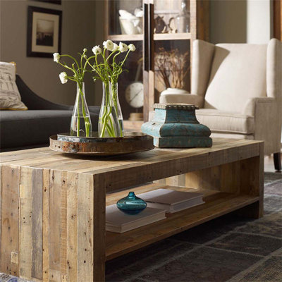 Table basse rectangulaire en bois massif