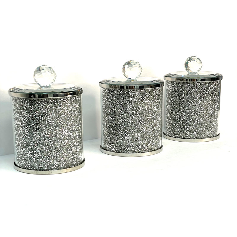 Ensemble de trois contenants en verre Ambrose, Argent