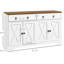 Buffet avec armoires de rangement, 2 tiroirs, 4 portes, tablettes réglables, blanc, buffet à grain de bois