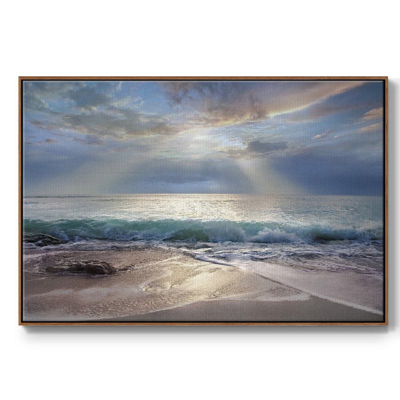 Aqua Blue Morning, reproduction d'art sur toile, Noyer, H 27 po x l 41 po x P 2 po