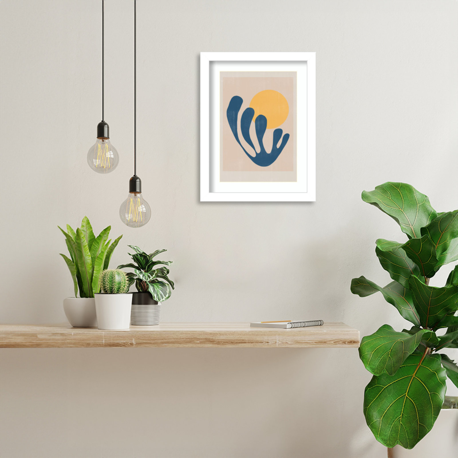 Giese "Modern Plant No. 1" Print, White , 13" H x 10" W