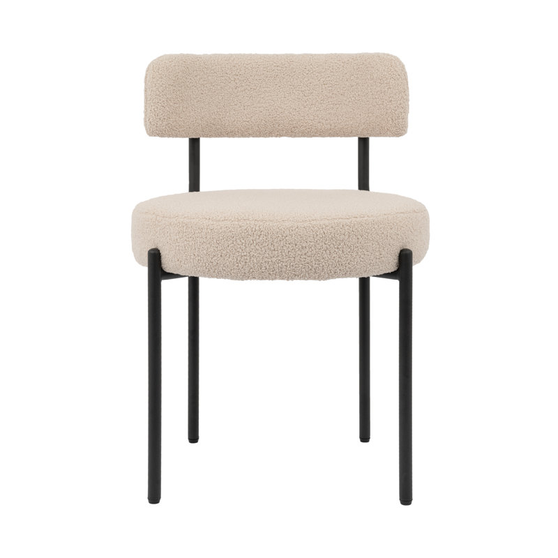 Beige Teddy Upholstered Metal Side Chair Set of 4
