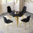 Round Glass Dining Table Set For 4, Modern Irregular Stainless Steel Table With Velvet Cushioned Chairs-738620590-738620589