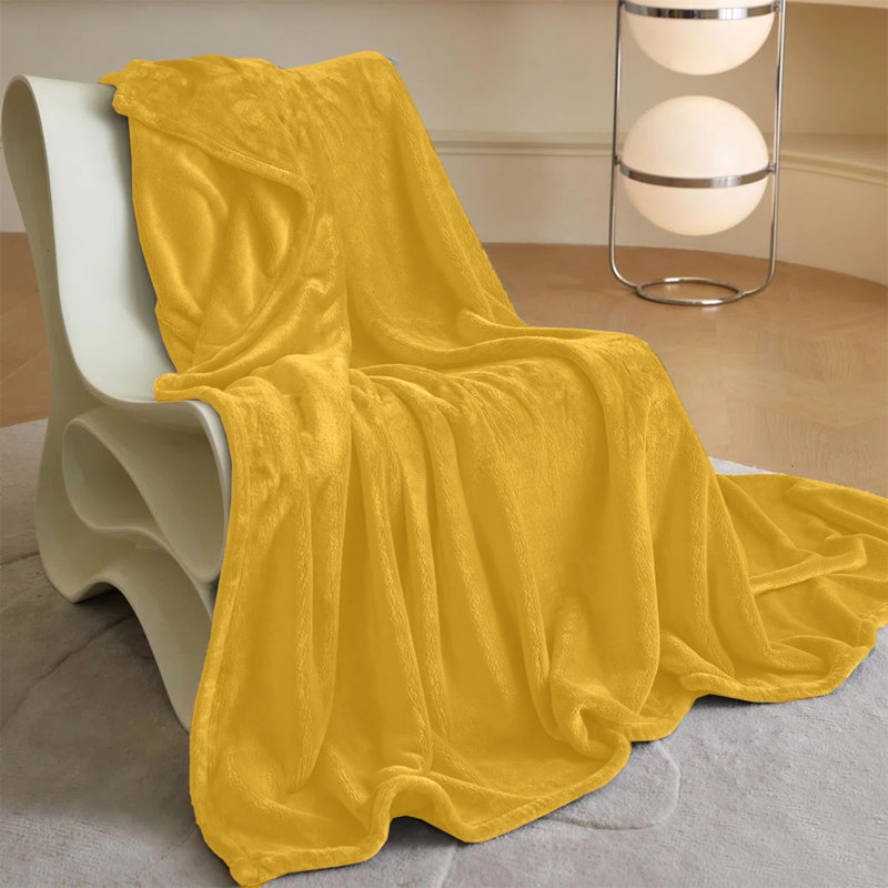  Couverture en molleton doux - Doux, chaud, lit / jeté, Grand (90 x 90), Ocre