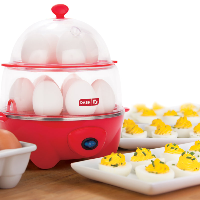 Red Deluxe Rapid Egg Cooker with Auto Shut Off
