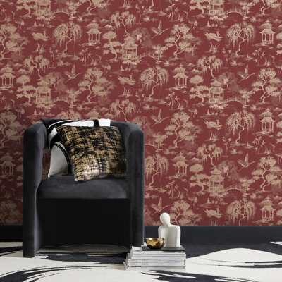 Nikolai Ruby Chinoiserie Wallpaper