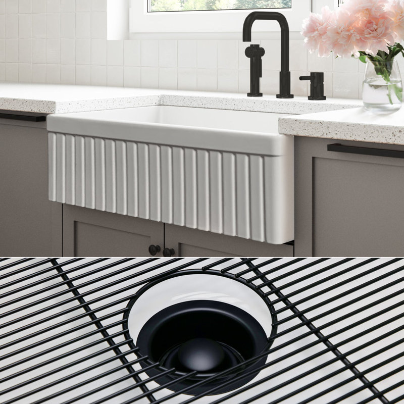 Luxury Solid Fireclay Farmhouse Sink, Matte Black Accessories