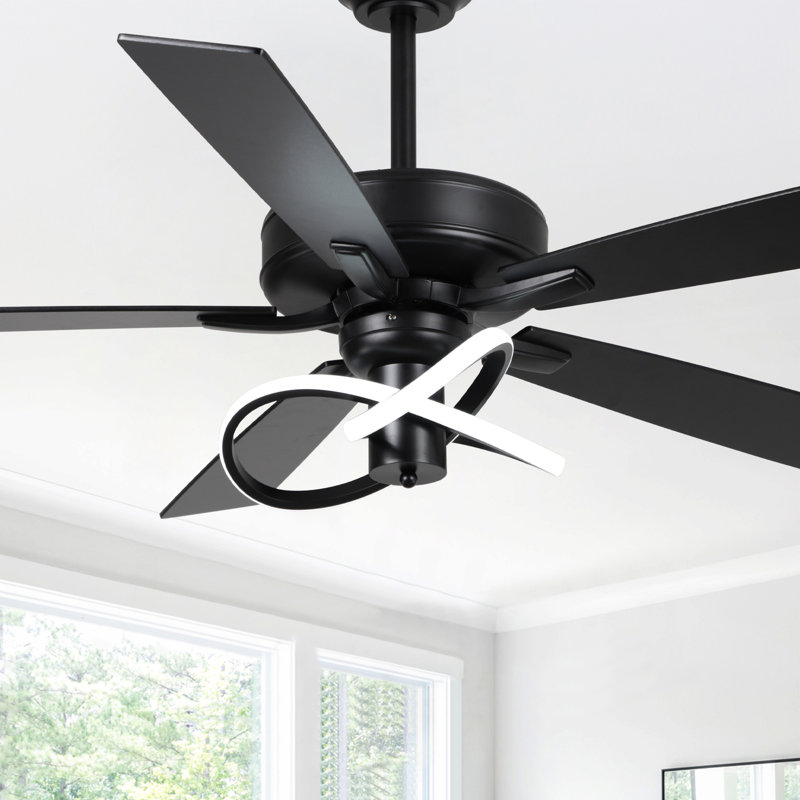 52" Modern 3CCT LED Chandelier Ceiling Fan with Remote Control, Double Sided Blades, Dimmable, 6 Speeds Reversible Motor, 4"/10" Downrods