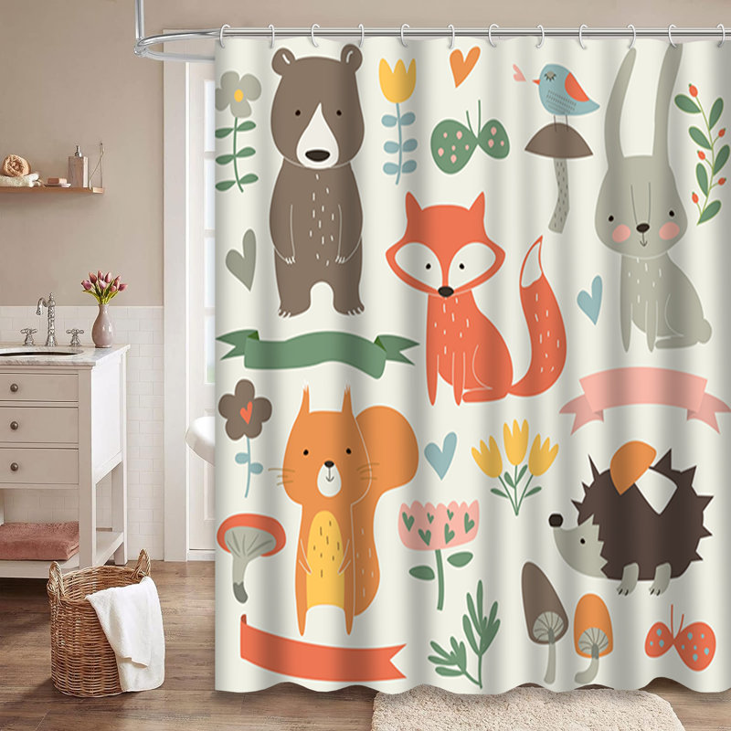 Mignon rideau de douche avec 12 crochets, L 72 po x l 78 po