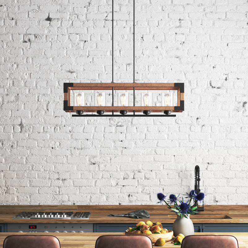 Lustre rectangulaire pour îlot de cuisine à 5 lumières Alilah